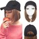 Hairro Hat with Hair Attached For Women Baseball Hat Wig Short Bob Hairstyle Synthetic Straight Adjustable Highlight Balayage Cap Hair Extensions 11" 170g #10P22T