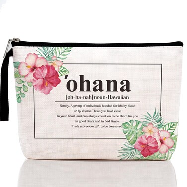 Hawaii Gifts Hawaiian Souvenirs Hawaiian Gifts for Women Hawaiian Tropic Ohana Makeup Bag Appreciation Gifts for Aunt Sister Grandma Cosmetic Bag Travel Bag for Christmas New Year's Day Birthday