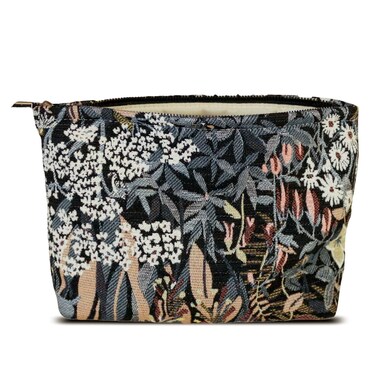 Cute Floral Makeup Bag Cosmetic Travel Pouch with Bottom and Zipper, Purse Make Up Organizer, Aesthetic Textured Fabric, Large
