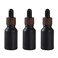 3Pcs 30ml/1oz Matte Black Glass Dropper Bottles with Plastic Wood Grain Cap Empty Refillable Boston Round Essential Oils Bottles Leak Proof Travel Bottles for DIY Cosmetic Perfumes Hair Oil