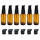 6Pcs 30ml/1oz Empty Refillable Amber Glass Lotion Pump Bottles with Black Pump Cap Portable Essential Oil Dispenser Vials Travel Small Container for Cosmetic Liquid Soap