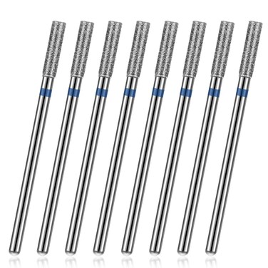 8 Pcs 3/32'' Cuticle Clean Drill Bit Barrel Cuticle Nail Drill Bit Set Electric Nail File Machine Cuticle Bit Diamond Nail Bits Manicure Pedicure Polishing Kit with Case for Nail Salon Manicure