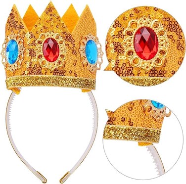 1Pcs Princess Peach Crown Headband and Necklace Set for Cosplay Party Halloween (BB)