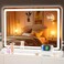 Hasipu Vanity Mirror with Lights, 31.5" x 20" LED Makeup Mirror, Lighted Makeup Mirror with Dimmable 3 Modes, Touch Screen Control Vanity Mirror Round White