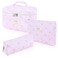 3 Pcs Cotton Quilted Makeup Bag Set,Floral Makeup Bag,Cute Makeup Bag,Travel Makeup Bag,Aesthetic Toiletry Travel Organizer Bag for Women Girls (Pink Bow)