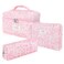 3Pcs Cotton Quilted Makeup Bag Set,Large Floral Cosmetic Bag，Aesthetic Toiletry Travel Makeup Bag Set and Cute Flower Bag for Women Girls (Pink Flower)