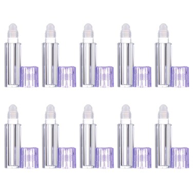 Healifty 10Pcs Essential Oil Roller Bottles Plastic Roll on Lip Balms Bottles Refillable Perfume Sample Bottles Lipstick Tube Empty Lip Balm Containers 6. 5ML Purple