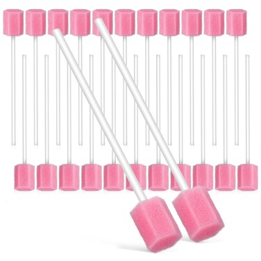 Healvian 250 Pcs Disposable Oral Swabs Swabs Mouth Swabs for Elderly Disposable Oral Sponge Swabs Teeth Cleaning Mouth Swabs for Mouth Cleaning Oral Care Health, Pink