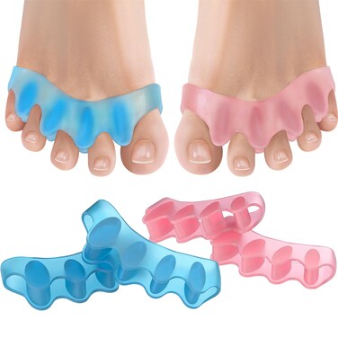 Toe Spacers for Pedicure Women 4Pcs Silicone Gel Bunion Pain Metatarsal Yoga Correct Foot Big pinky Therapeutics Restore Feet Hammer Separators Straightener Fasciitis Stretcher Restoring