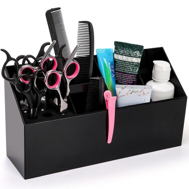 Hedume Hair Scissors Large Storage Box, Hair Salon Supplies Accessories Tool Station Desk Organizer Case, Salon Shear Holder, Professional Hairdressing Combs, Clips, Brushes Storage Racks Tool Box