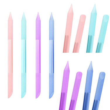 4Pcs Glass Cuticle Pusher, heemeei Dual-Ended Manicure Stick, Crystal Cuticle Pusher Glass File, Professional Precision Filing Cuticle Remover, Manicure Pedicure Tools for Nails and Cuticles Care&amp;hellip;
