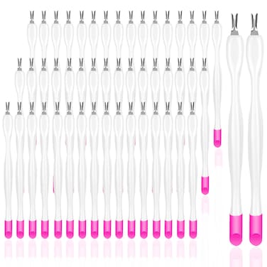 50Pcs Nail Cuticle Trimmer Rubber Nail Cleaner, Plastic Handle Cuticle Knife, Double End Nail Dead Skin Fork Cuticle Pusher Bulk Nail Art Cuticle Remover Tools for Girls Women and Men-White&hellip;