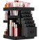 Rotating Makeup Organizer with 6 Drawers[New Updated], Multifunctional Cosmetics Organizer for Vanity Countertop, Square Jewelry Storage, Skincare Organizer for Makeup Holder (Plus Size-Black)
