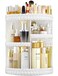 360 Rotating Makeup Organizer, DIY Adjustable Cosmetics Organizer, Professional Acrylic Make Up Caddy Shelf Storage Perfume, Lipsticks, Makeup Brushes or Accessories (White)