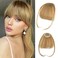 Human Hair Wispy Bangs Clip in Hair Extensions Blonde Air Bangs Fringe with Temples Hairpieces for Women Curved Bangs for Daily Wear(30# Blonde Bangs)
