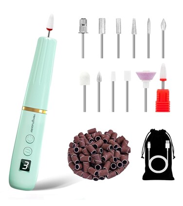 Electric Nail Drill Machine File Efile Set for Acrylic Gel Nails Portable Nail Drill Machine Kit Rechargeable Pedicure Tools for Hand Feet Manicure Pedicure Tools Polishing Set(Blue)