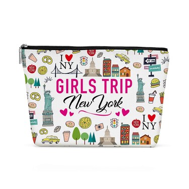 New York Girls Trip Makeup Bag, New York Souvenir New York Lovers Gift NY Travel Vacation Cosmetic Bag for Women Friend Sister Girls Weekend Birthday Christmas Bachelorette Party Friendship Gifts