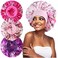 3PCS Extra Large Satin Bonnets for Sleeping, Hair Bonnets for Black Women Braids Curly Hair, E