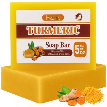 Turmeric Soap Bar for Hyperpigmentation &ndash; Turmeric Skin Brightening Soap for Dark Spots, Intimate Areas, Underarms &ndash; Turmeric Face Wash Reduces Acne, Scars &amp; Cleanses Skin &ndash; Turmeric Face &amp; Body Wash
