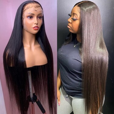 Hermosa 13x4 HD Transparent Lace Front Wigs Human Hair Pre Plucked with Baby Hair 220% Density Straight Lace Front Wigs Human Hair for Black Women Natural Hairline 24 inch