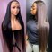 Hermosa 13x4 HD Transparent Lace Front Wigs Human Hair Pre Plucked with Baby Hair 220% Density Straight Lace Front Wigs Human Hair for Black Women Natural Hairline 24 inch