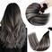 Hetto U Tip Hair Extensions Human Hair Balayage K Tip Hair Extensions Real Human Hair Black Ombre to Silver Utip Hair Extensions Human Hair Short Hair Keratin Tip Extensions for Women 14 Inch 50g 50s