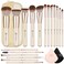 HEYMKGO Makeup Brushes Set, 18pcs Professional Makeup Brushes with 2 Powder Puff &amp; Travel Bag, Premium Synthetic Foundation Powder Blush Blending Face Brush Kit, Eyeshadow Set Makeup Brushes &amp; Tools