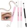 2 Pcs Medium Brown Magic Microblading Eyebrow Contouring Pen Brow Pencil, with 4 Brush Micro-Fork-Tip Precise Applicator, Dual-ended Eyebrow Brush, Precise Waterproof Brow Pen, Eye Brow for Women, 06