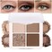 Shimmer Matte Eyeshadow Quad Makeup Palette, Dark Brown Champagne Light Brown Nude Eyeshadow Palette, Blendable Matte Glitter Eyes, Long-Lasting Waterproof, Create Your Everyday Eye Look, 2# Coffee