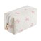 Cute Floral Cotton Makeup Bag, Quilted Makeup Bag for Women Girls, Travel Floral Cosmetic Bag Zipper Make Up Pouch, Flowers Toiletry Organizer Bag (Small Red Bowknot)