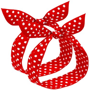 Hicarer 2 Pieces Polka Dot Headbands for Women Headband Retro Bandana Halloween Dress Up 50s Wire Hairband Vintage Print Christmas Hairband(0.23 Inch,Red)