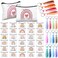 Hillban 64 Pieces Rainbow Cosmetic Bag Bulk Inspirational Mother Day Gift for Women with 32 Motivational Quote Keychains and 32 Rainbow Canvas Makeup Pouch Bags for Women