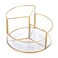 Hipiwe 360 Rotating Makeup Organizer 3-Slot Gold Glass Spinning Cosmetic Display Case Round Vanity Storage Holder Dresser Bathroom Organizer for Prefume Makeup Bushes Lipsticks