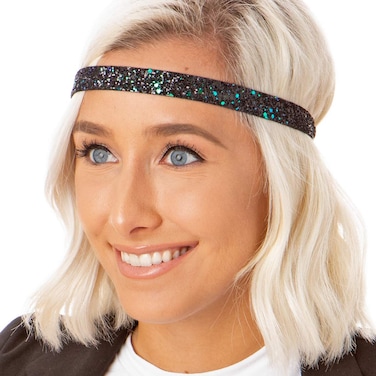 Hipsy Women's Adjustable No Slip Bling Glitter Skinny Cute Headband (Skinny Peacock Bling Glitter)