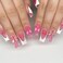 Pink French Press on Nails Cute Heart Fake Nails Tips Full Cover False Square Medium Nails for Women and Girls 24PCS