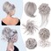 HMD 5 Pieces Messy Hair Bun Hairpiece Tousled Updo for Women Hair Extension Ponytail Scrunchies with Elastic Rubber Band Long Updo Messy Hairpiece Hair Accessories Set for Women（503）