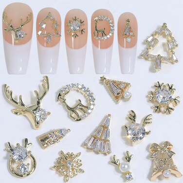 HNUIX Nail Charms - 8Pcs Copper Butterfly Zircon Dangling, 3D Silver Butterflies Decorations, Nail Gems Rhinestones, for Nail Art
