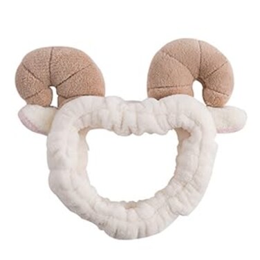 Hofar Sheep Horn Animal Face Wash Headband for Women Headband for Washing Face Cartoon Cute Creative Hair Accessories