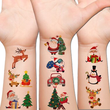 240 PCS Christmas Temporary Tattoos for Kids, 20 Sheets Christmas Holiday Fake Tattoos for Girls Boys Xmas Party Gifts Crafts Decoration