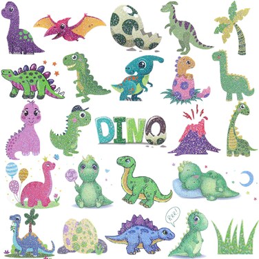 Glitter Dinosaur Temporary Tattoos for Boys Kids- 12 Sheets Glitter Dinosaur Tattoos for Boys Kids Birthday Party Supplies Favors, Baby Shower, 120 Glitter Styles Dinosaur Tattoos