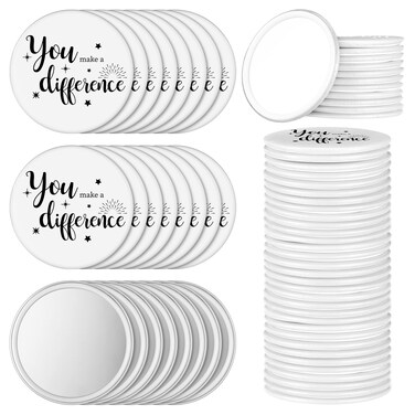 Hoolerry 24 Pcs Inspirational Compact Mirror Round Portable Pocket Makeup Mirror for Employee Teacher