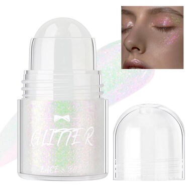 Roll-on Body Glitter Gel, Holographic Face Glitter Mermaid Body Shimmer, Chunky Sequins Hair Glitter Gel for Festival Party Rave Accessories Body Glitter Makeup (02# Sparkling Pink)