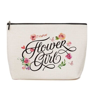HOWDOUDO Flower Girl Gift - Bridal Party Gifts, Makeup Bag for Women
