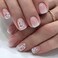Flowers Press on Nails Short Square Fake Nails Ombre False Nails Press ons with Designs White Gradient Acrylic Nails Glossy Full Cover Glue on Nails Stick on Nails for Women Nails Manicure 24Pcs