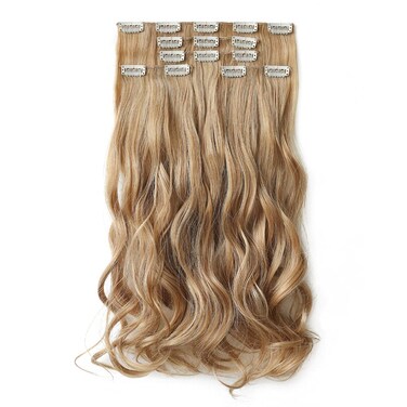HSPJHTM Clip in Hair Extensions Wave Bleached Mix Blonde 5PCS Hair Extension For Women Halloween 18" Long Wavy Synthetic Hair Pieces Full Head