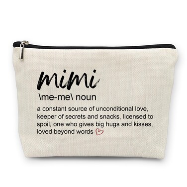 Huester Mimi Gifts Makeup Bag, Multi-purpose Travel Makeup Bag, Female Grandma Mothers Day Gift, Pattern/Designed Linen Cosmetic Case