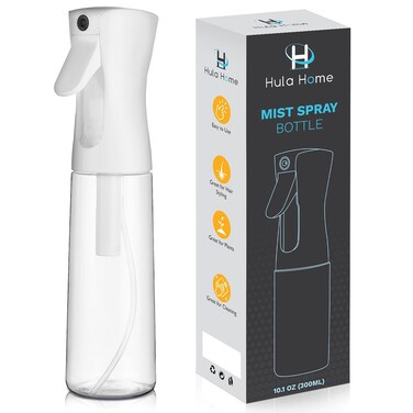 Hula Home Spray Bottle for Hair (10.1oz/300ml) - Powered by Flairosol&reg; Spray Technology - Continuous Ultra Fine Mist Sprayer &ndash; For Hairstyling, Cleaning, Salons, Plants, Essential Oil &amp; More - White