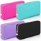Hushee 4 Pcs Nylon Makeup Bag Preppy Zipper Pouch Waterproof Nylon Toiletry Storage Bag for Women(Small,Black, Fuchsia, Mint, Grape)