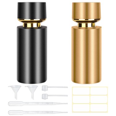 2 Pack Refillable Spray Perfume Bottles, 50ml Glass Spray Bottle for Perfume, Black &amp; Glod Portable Cologne Atomizer Empty Bottle.(Black &amp; Glod 50ml)