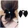 French Pearl Bow Hair Rope Ties Pearl Ponytail Holder Hair Tie Black Bow Hair Scrunchies Elastic Bow Pearl Hair Rope Band Ribbon Bow Hair Rubber Band Decorative Hair Accessories (Velvet Bow)